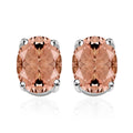 Premium Marropino Morganite Solitaire Stud Earrings in Platinum Over Sterling Silver 2.60 ctw - Sticky add to cart bar