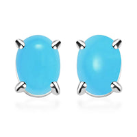 Premium Sleeping Beauty Turquoise Solitaire Stud Earrings in Platinum Over Sterling Silver 1.70 ctw