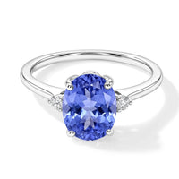 Luxoro 14K White Gold Premium Tanzanite and G-H I1-I2 Diamond Ring (Size 4.0) 4 Grams 2.10 ctw