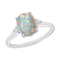 Luxoro 14K White Gold Premium Ethiopian Welo Opal and G-H I1-I2 Diamond Ring (Size 4.0) 4 Grams 1.30 ctw - Sticky add to cart bar