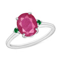 Luxoro 14K White Gold Premium Mozambique Ruby and Boyaca Colombian Emerald Ring (Size 4.0) 4 Grams 2.70 ctw - Sticky add to cart bar