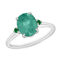 Luxoro 14K White Gold Premium Kagem Zambian Emerald and Boyaca Colombian Emerald Ring (Size 4.0) 4 Grams 1.90 ctw