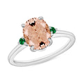 Luxoro 14K White Gold Premium Pink Morganite and Boyaca Colombian Emerald Ring (Size 4.0) 4 Grams 2.50 ctw - Sticky add to cart bar