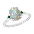 Luxoro 14K White Gold Premium Ethiopian Welo Opal and Boyaca Colombian Emerald Ring (Size 4.0) 4 Grams 1.30 ctw - Sticky add to cart bar