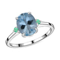 Luxoro 14K White Gold Premium Mangoro Aquamarine and Boyaca Colombian Emerald Ring (Size 4.0) 4 Grams 1.90 ctw - Sticky add to cart bar