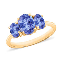 Tanzanite 3 Stone Ring in Platinum Over Sterling Silver (Size 4) 1.83 ctw