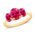Ouro Fino Rubellite 3 Stone Ring in Platinum Over Sterling Silver (Size 4.0) 2.60 ctw - Sticky add to cart bar