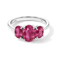 Ouro Fino Rubellite 3 Stone Ring in Platinum Over Sterling Silver (Size 4.0) 2.60 ctw