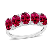 Iliana 18K Yellow Gold AAA Ouro Fino Rubellite 5 Stone Ring (Size 4.0) 5.50 Grams 4.10 ctw