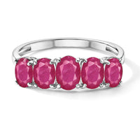 D'Joy Premium Mozambique Ruby 5 Stone Ring in Platinum Over Sterling Silver (Size 4) 3.00 ctw