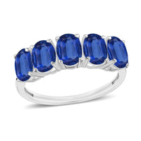 D'Joy Kanchanaburi Blue Sapphire 2.75 ctw 5 Stone Ring in Platinum Over Sterling Silver (Size 4.0)