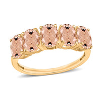 Premium Pink Morganite 5 Stone Ring in Platinum Over Sterling Silver (Size 4.0) 2.75 ctw