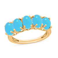 Premium Sleeping Beauty Turquoise 5 Stone Ring in Platinum Over Sterling Silver (Size 4.0) 2.75 ctw