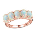 Premium Ethiopian Welo Opal 5 Stone Ring in Platinum Over Sterling Silver (Size 4) 1.50 ctw - Sticky add to cart bar