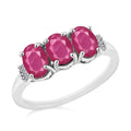 Mozambique Ruby and Diamond 3.07 ctw 3 Stone Ring in Platinum Over Sterling Silver (Size  4.0) - Sticky add to cart bar
