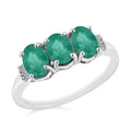 Kagem Zambian Emerald and Diamond 2.53 ctw 3 Stone Ring in Platinum Over Sterling Silver (Size  4.0) - Sticky add to cart bar