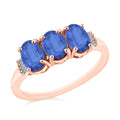 Kanchanaburi Blue Sapphire and Diamond 2.77 ctw 3 Stone Ring in Platinum Over Sterling Silver (Size  4.0) - Sticky add to cart bar