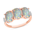 Premium Ethiopian Welo Opal and Diamond 2.53 ctw 3 Stone Ring in Platinum Over Sterling Silver (Size 4.0) - Sticky add to cart bar