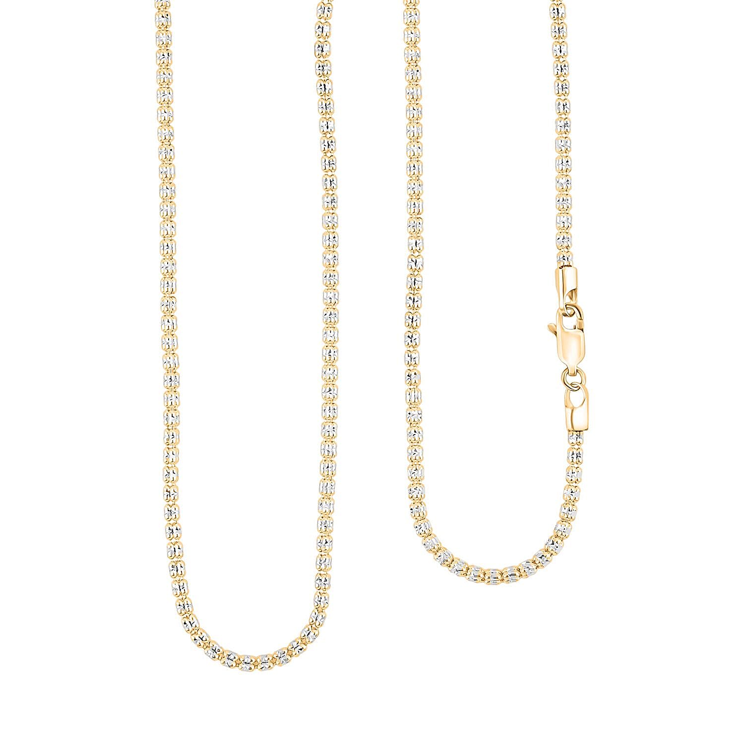 2.75mm Diamond Cut Ice Chain Necklace in 14K White and Yellow Gold 10.17 Grams 20 Inches