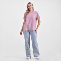 Blush Pink Glitter Short Sleeved Crew-neck Top - One Size Fits Most