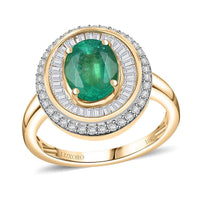 Luxoro 10K Yellow Gold AAA Kagem Zambian Emerald, Diamond (G-H, I2) (0.55 cts) Ring (Size 10.0) (4.45 g) 2.25 ctw