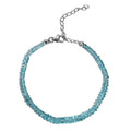 Betroka Blue Apatite 26.00 ctw Beaded Bracelet in Rhodium Over Sterling Silver (7.25-9.25In) - Sticky add to cart bar