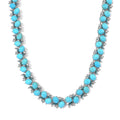 TLV Blue Howlite, White Austrian Crystal Necklace (18-20 Inches) in Silvertone 190.00 ctw - Sticky add to cart bar
