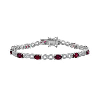 Premium Orissa Rhodolite Garnet, White Zircon Infinity Love Bracelet in Rhodium Over Sterling Silver (7.25 In) 8.00 ctw