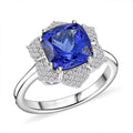 Certified and Appraised Rhapsody AAAA Tanzanite and E-F VS Diamond 4.25 ctw Ring in 950 Platinum 7.65 Grams - Sticky add to cart bar