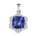 Certified and Appraised Rhapsody AAAA Tanzanite and E-F VS Diamond 4.20 ctw Pendant without Chain in 950 Platinum - Sticky add to cart bar