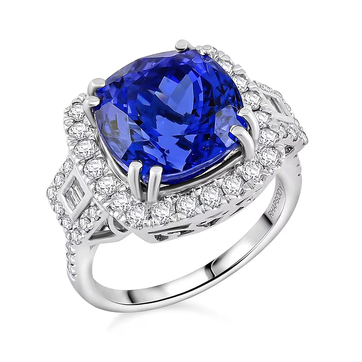 Doorbuster Certified & Appraised Rhapsody 950 Platinum AAAA Tanzanite, Diamond (E-F, VS) (0.90 cts) Ring (Size 10.0) (9.68 g) (Del. in 7-10 Days) 8.00 ctw