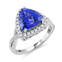 Doorbuster Certified & Appraised Rhapsody 950 Platinum AAAA Tanzanite, Diamond (E-F, VS) (0.57 cts) Ring (Size 10.0) (7.35 g) 4.50 ctw