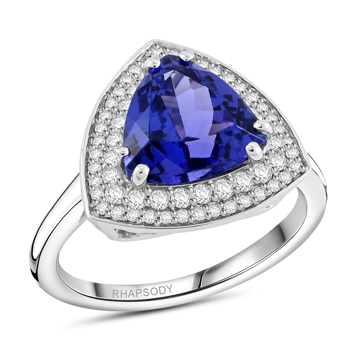 Doorbuster Certified & Appraised Rhapsody 950 Platinum AAAA Tanzanite, Diamond (E-F, VS) (0.38 cts) Ring (Size 6.0) (6.80 g) 3.50 ctw
