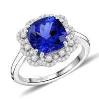 Doorbuster Certified and Appraised Rhapsody 950 Platinum AAAA Tanzanite, Diamond (E-F, VS) (0.39 cts) Ring (Size 10.0) (7.30 g) 4.25 ctw