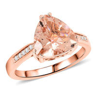 Doorbuster Certified & Appraised Luxoro 10K Rose Gold AAA Marropino Morganite, Diamond (G-H, I2) Ring (Size 10.0) 3.00 ctw