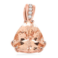 Luxoro AAA Marropino Morganite and G-H I2 Diamond Pendant without Chain in 10K Rose Gold