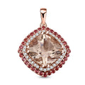 Certified & Appraised Luxoro AAA Marropino Morganite, Padparadscha Sapphire and I2 Diamond 4.05 ctw Pendant without Chain in 10K Rose Gold 4.35 Grams - Sticky add to cart bar