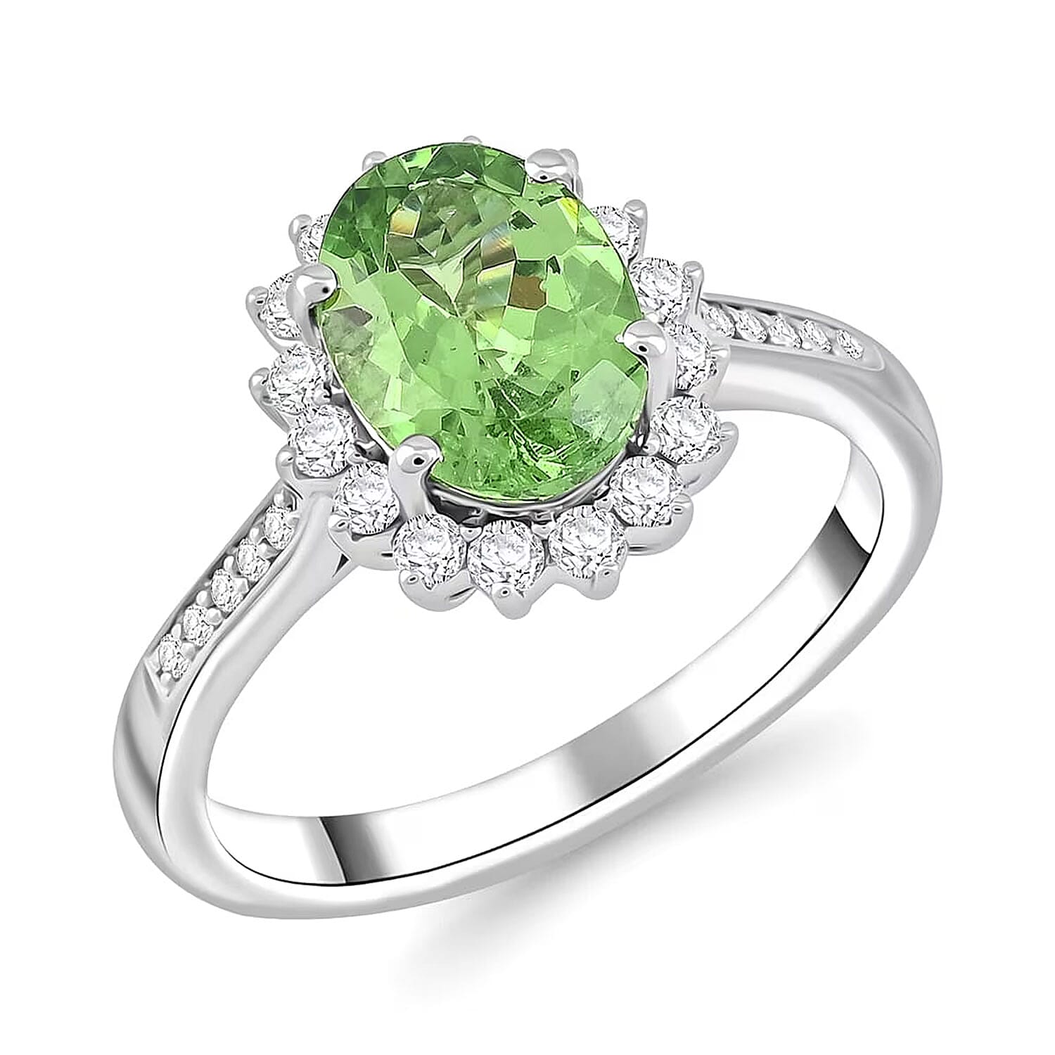 Certified & Appraised Rhapsody AAAA Tsavorite Garnet and E-F VS Diamond 1.60 ctw Ring in 950 Platinum (Size 10.0) 5.90 Grams