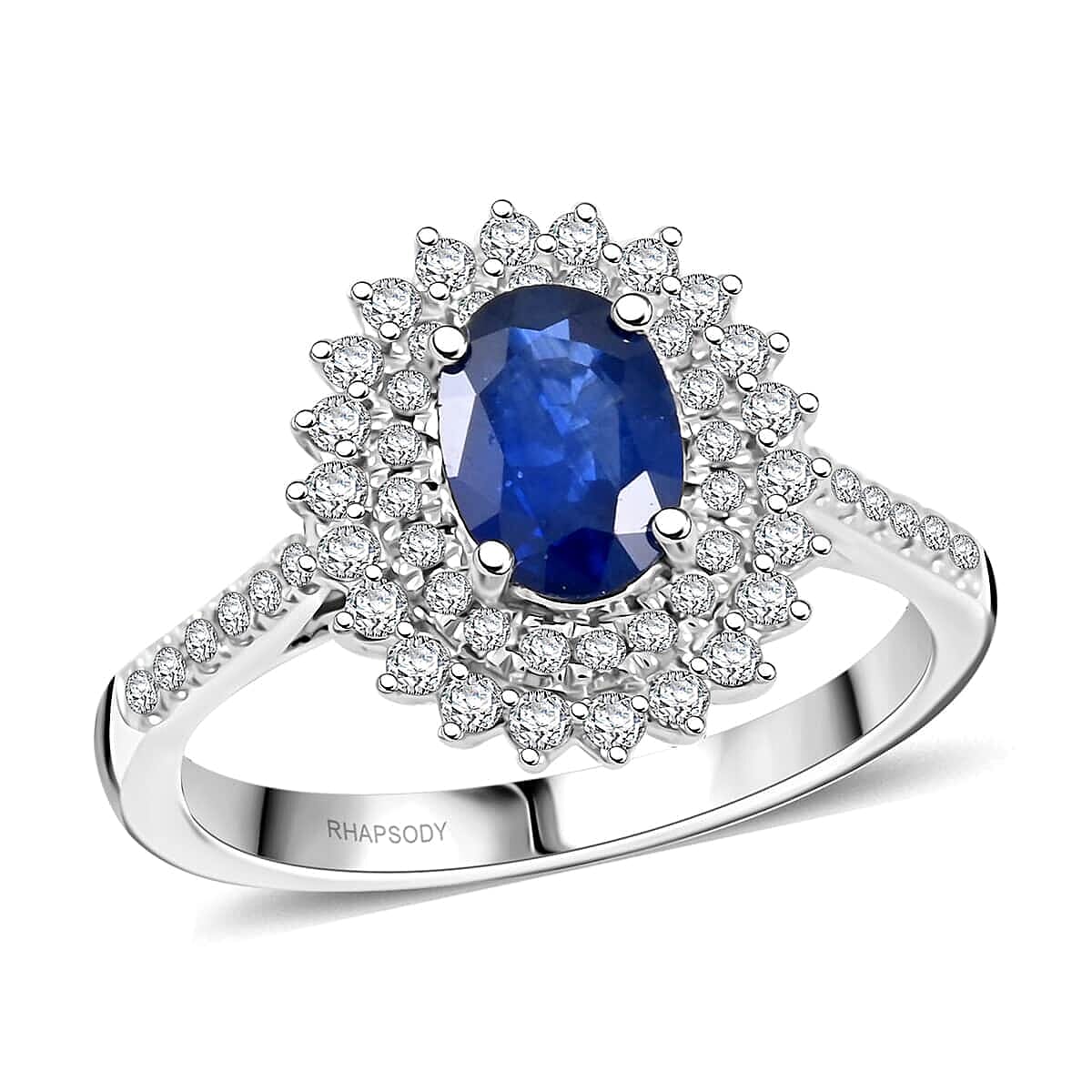 By Tony Diniz Rhapsody 950 Platinum AAAA Andranondambo Blue Sapphire, Diamond (E-F, VS) (0.40 cts) Ring (Size 10.0) (5.65 g) 1.35 ctw