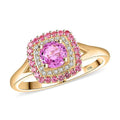 Doorbuster Certified & Appraised Luxoro 10K Yellow Gold AAA Madagascar Pink Sapphire, Pink Spinel, Diamond (G-H, I2) Ring (Size 6.0) 1.35 ctw - Sticky add to cart bar