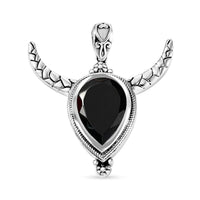 Artisan Crafted Elite Shungite 8.50 ctw Bull Head Pendant without Chain in Black Oxidized Sterling Silver
