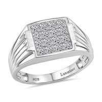 Luxuriant Lab Grown Diamond G-H SI 1.00 ctw Men's Ring in Platinum Over Sterling Silver (Size 10.0)