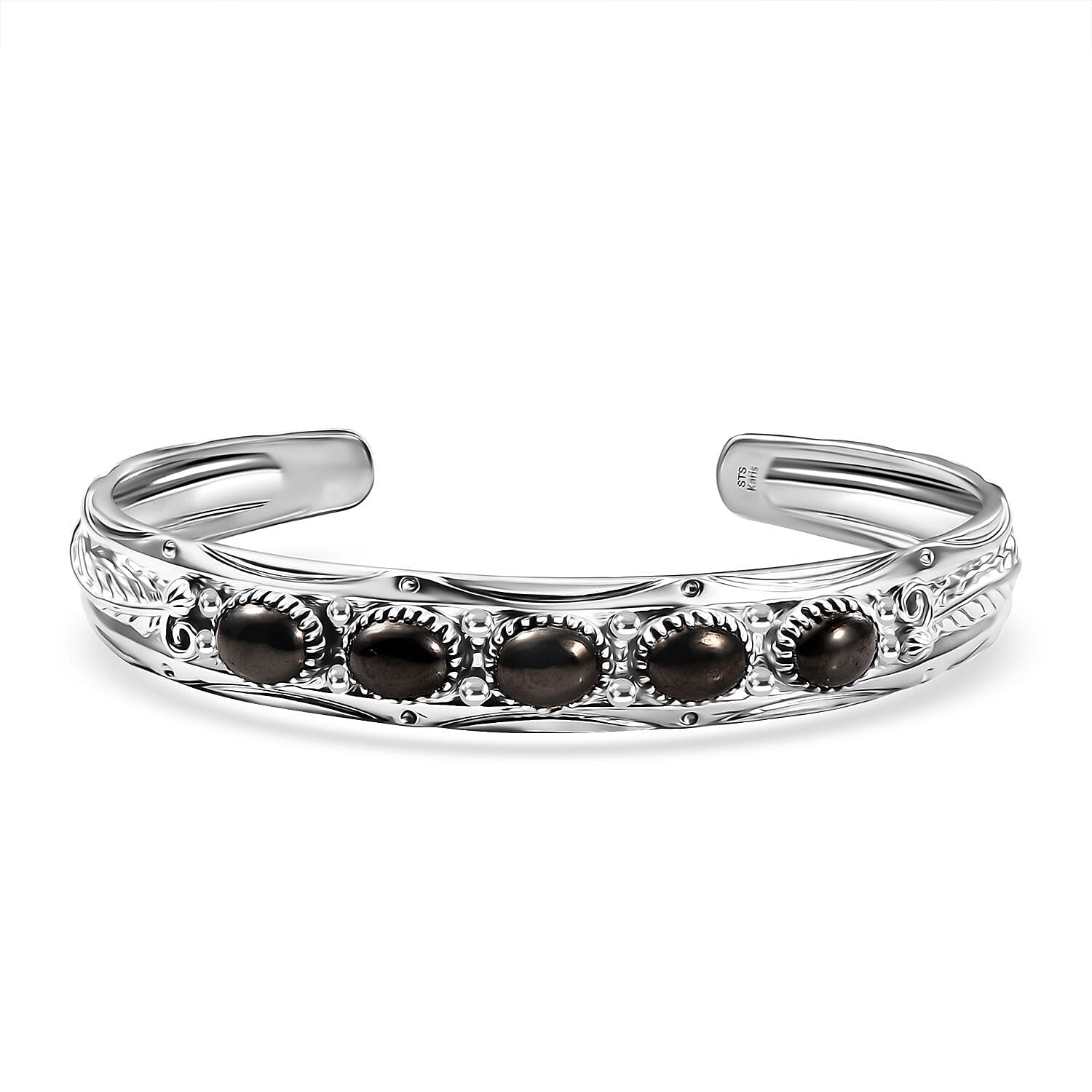 Karis Elite Shungite 3.90 ctw Feather Cuff Bracelet in Platinum Bond (7.25 In)