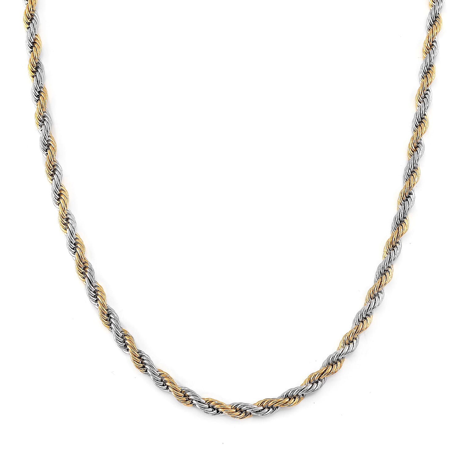 5mm Rope Chain Necklace in Stainless Steel 24-26 Inches