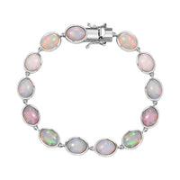 Premium Ethiopian Welo Opal 16.00 ctw Bracelet in Rhodium Over Sterling Silver (7.25 In)