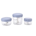 Set of 3 Blue Manual Vegetable Slicer Hand Blender Food Chopper with Stainless Steel Blade (200, 500, 900ml) - Sticky add to cart bar
