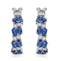 D'Joy Kashmir Kyanite and White Zircon 7.15 ctw Hoop Earrings in Rhodium Over Sterling Silver - Sticky add to cart bar