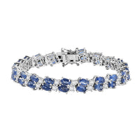 Kashmir Kyanite, White Zircon Bracelet in Rhodium Over Sterling Silver (6.50 In) 15.50 ctw
