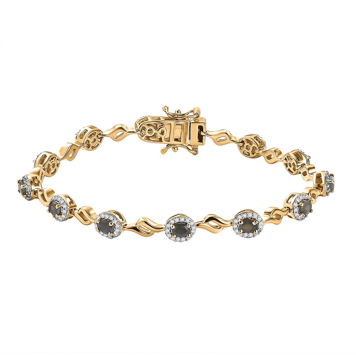 Narsipatnam Alexandrite and White Zircon 2.90 ctw Bracelet in 18K Vermeil Yellow Gold Over Sterling Silver (7.25 In)
