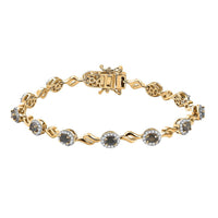 Narsipatnam Alexandrite and White Zircon 2.90 ctw Bracelet in 18K Vermeil Yellow Gold Over Sterling Silver (7.25 In)